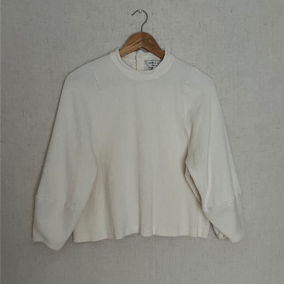 Madewell Tops - Madewell Texture & Thread Women's Ivory Mock Neck Ribbed Long Sleeve Size L